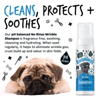 Bugalugs Faltenpflege Trockenshampoo für Hunde – No Rinse Wrinkle Shampoo – 200ml – sanfte Reinigung ohne Ausspülen