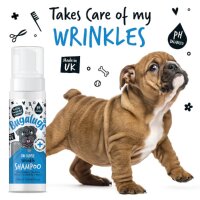 Bugalugs Faltenpflege Trockenshampoo für Hunde – No Rinse Wrinkle Shampoo – 200ml – sanfte Reinigung ohne Ausspülen