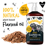 Bugalugs Leinsamenöl – 100 % pflanzliches Omega 3-6-9 Ergänzungsöl für Hunde & Katzen