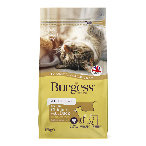 Burgess Adult Cat Bundle 1,5 kg – Ausgewogenes Trockenfutter für ausgewachsene Katzen