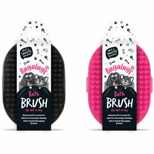 Bugalugs Bade- & Fellpflegebürste für Hunde und Katzen – Rosa oder Schwarz