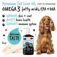 Bugalugs Arktisches Dorschleberöl 250 ml – Omega-3 Nahrungsergänzung für Hunde & Katzen