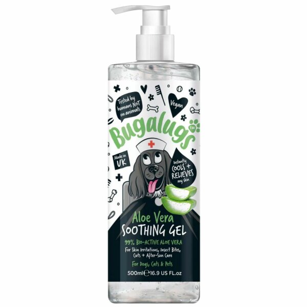 Bugalugs Aloe Vera Pflegegel für Hunde & Katzen 500 ml – Beruhigendes Hautpflege Gel
