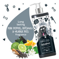 Bugalugs bestes Hunde Pflegeshampoo mit Aktivkohle Zitrusfrüchte Duft Premium